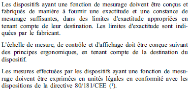 Exigences essentielles - 10 - Fonction de mesurage