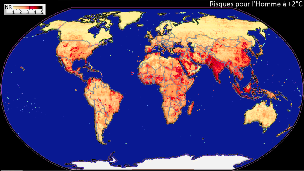 carte mondiale des risques liés au réchauffement climatique