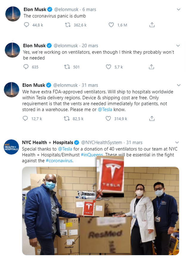 Elon Musk et respirateurs sur twitter