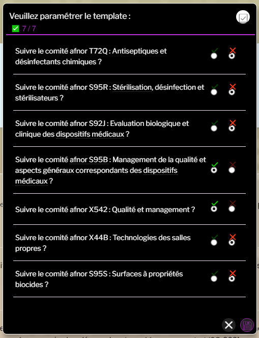 réglages veille normes NF