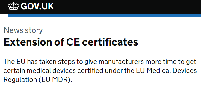 Les certificats qui ont été prolongés seront valables sur le marché britannique